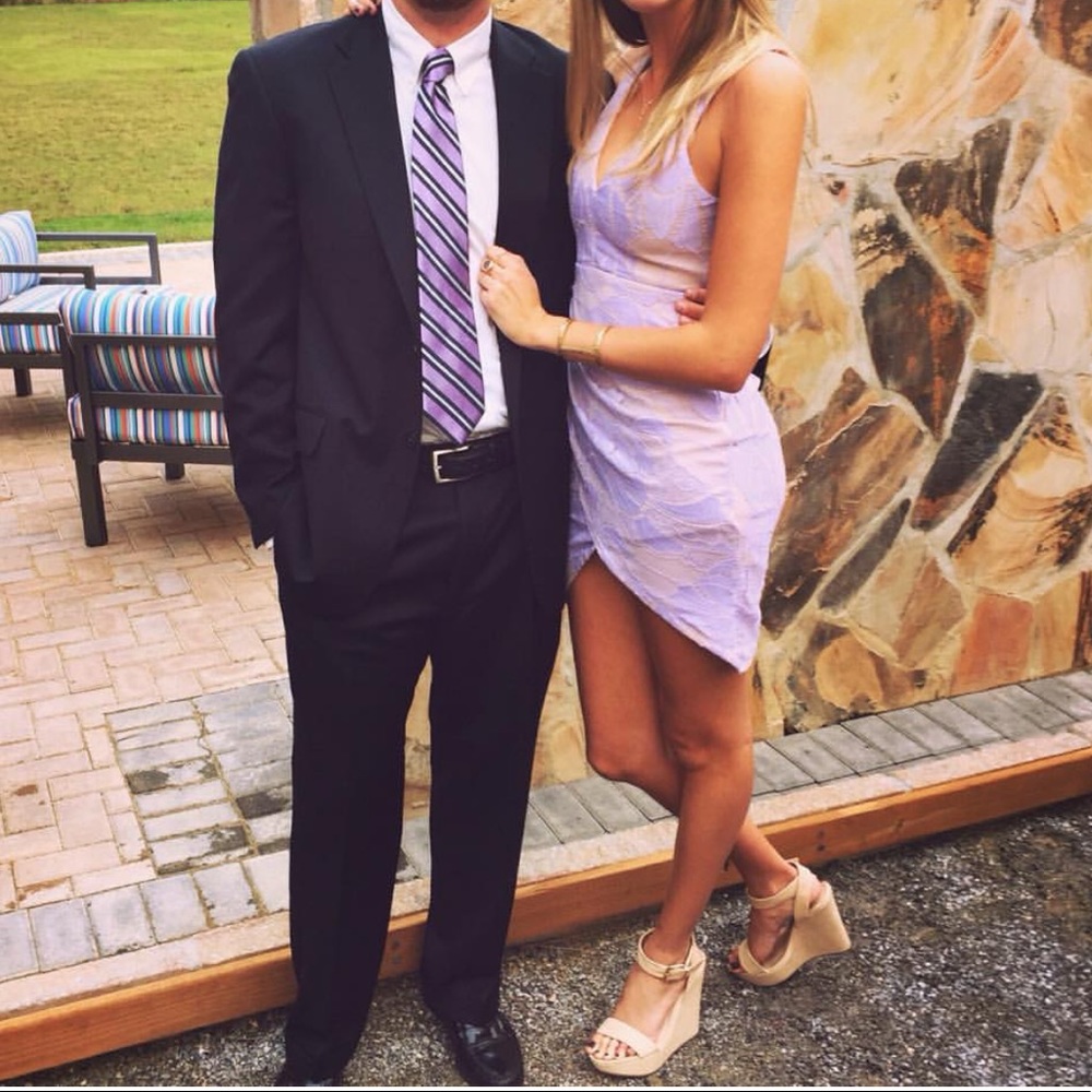 Peppermayo lavender and nude lace dress